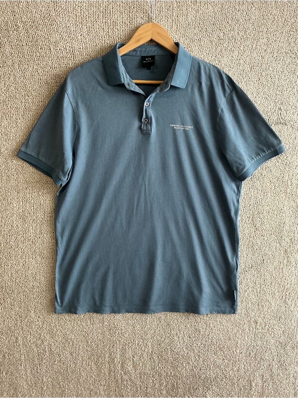 Armani Exchange Men's Polo in Slate Blue-Grey